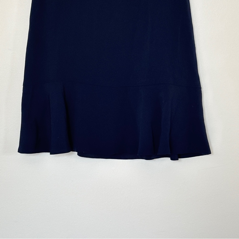 Sandro Navy Blue Ruffle Flutter Hem Sleeveless Mini Short Dress Size 1 cut out - Picture 5 of 13